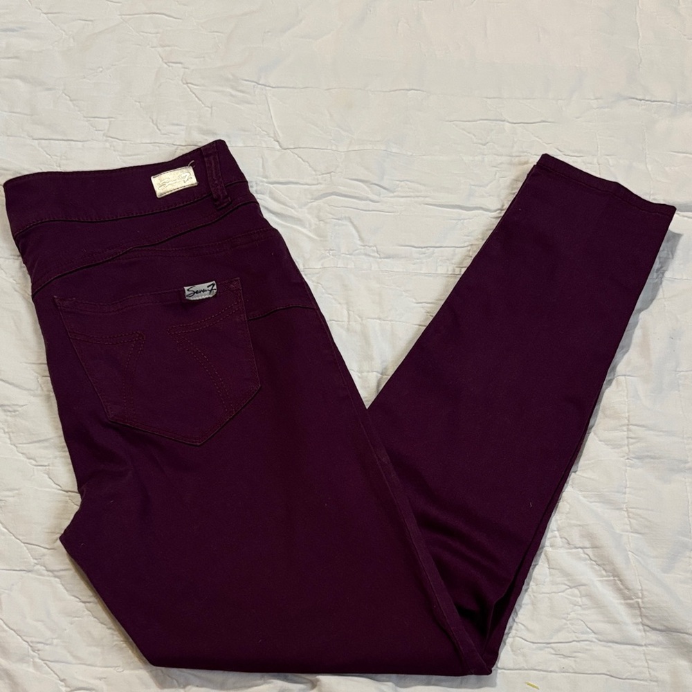 Seven7 Purple Skinny Jeans Fashion-Forward Stretch Denim‎